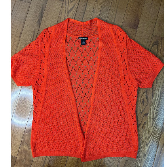 Lauren Michelle Open Front Cardigan w/Aztec Embroidered & Beaded Tank, size XL - Picture 2 of 15